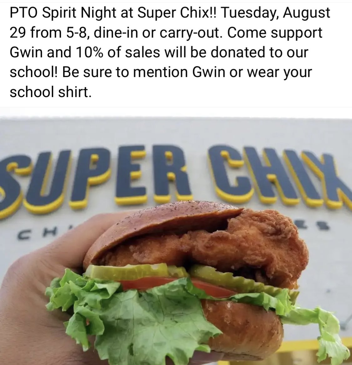 Gwin Elementary (@gwinelementary) on Twitter photo Whatās for dinner? Supper Chix! Support <a href="/GwinPTO/">Gwin Elementary PTO</a> tonight and eat some yummy food! Whatās for dinner? Supper Chix! Support <a href="/GwinPTO/">Gwin Elementary PTO</a> tonight and eat some yummy food!