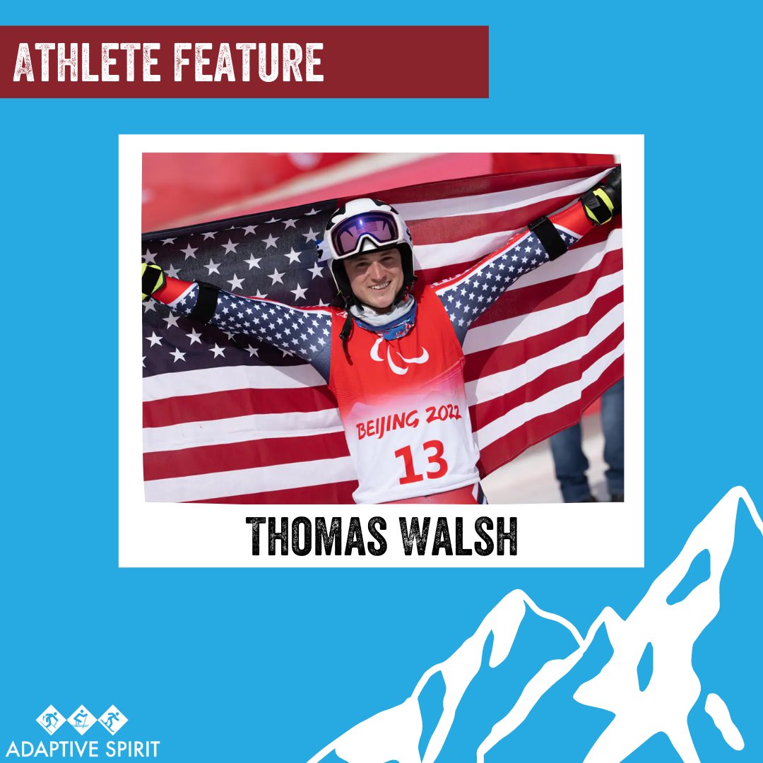 AdaptiveSpirit's tweet photo. Meet Thomas Walsh: a force to be reckoned with in the world of Paralympic Alpine skiing. As a Parlympic silver medalist, we are excited to continue to cheer him on during the upcoming season! 🏔️🎿 #AthleteSpotlight #AlpineSkiing #TeamUSA @twalnutz @USParaAlpineSki https://t.co/MC4Q0bhcj7