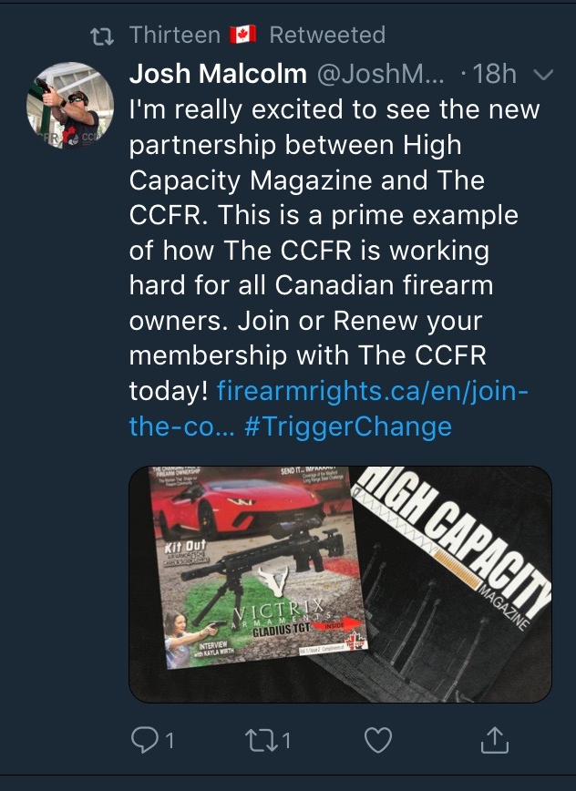 Polysesouvient's tweet image. The #CCFR seems particularly enamored by large-capacity magazines, including a partnership with "High Capacity Magazine" with an aim to "bolsters.. our growth models", presumably by attracting new extremist pro-gun supporters #BanHighCapacityMags firearmrights.ca/the-ccfr-and-h…