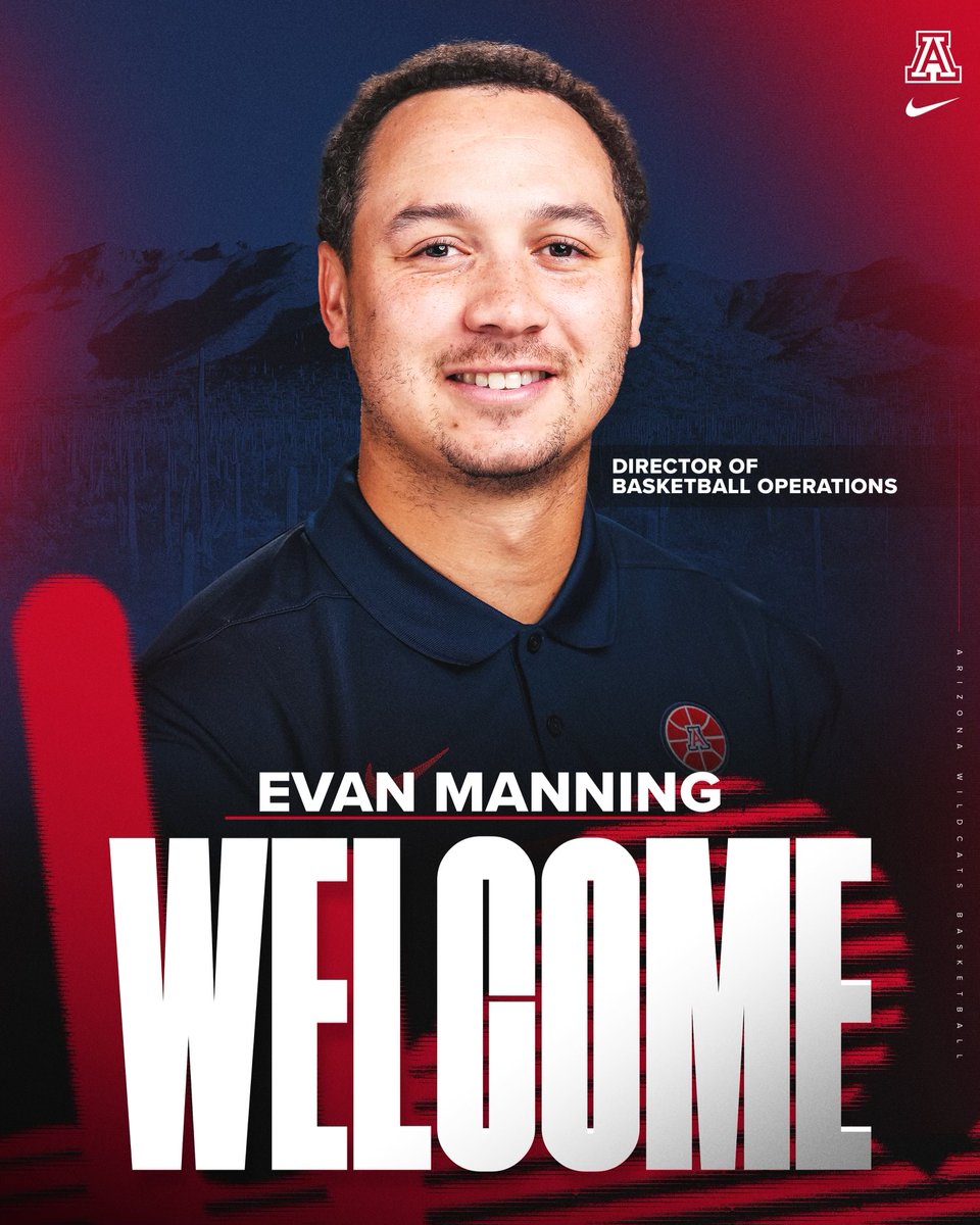 Excited to welcome <a href="/evan5manning/">Evan Manning</a> to our staff! 🏀

More: arizonawildcats.com/mbb

#BearDown