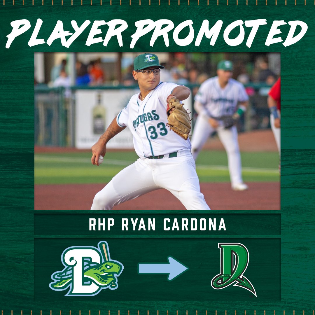 daytonatortugas's tweet photo. Congratulations to RHP Ryan Cardona, who today becomes the 12th Tortuga this season to earn himself a promotion!

Cardona is on his way to Dayton! https://t.co/nSZ8ccvddF