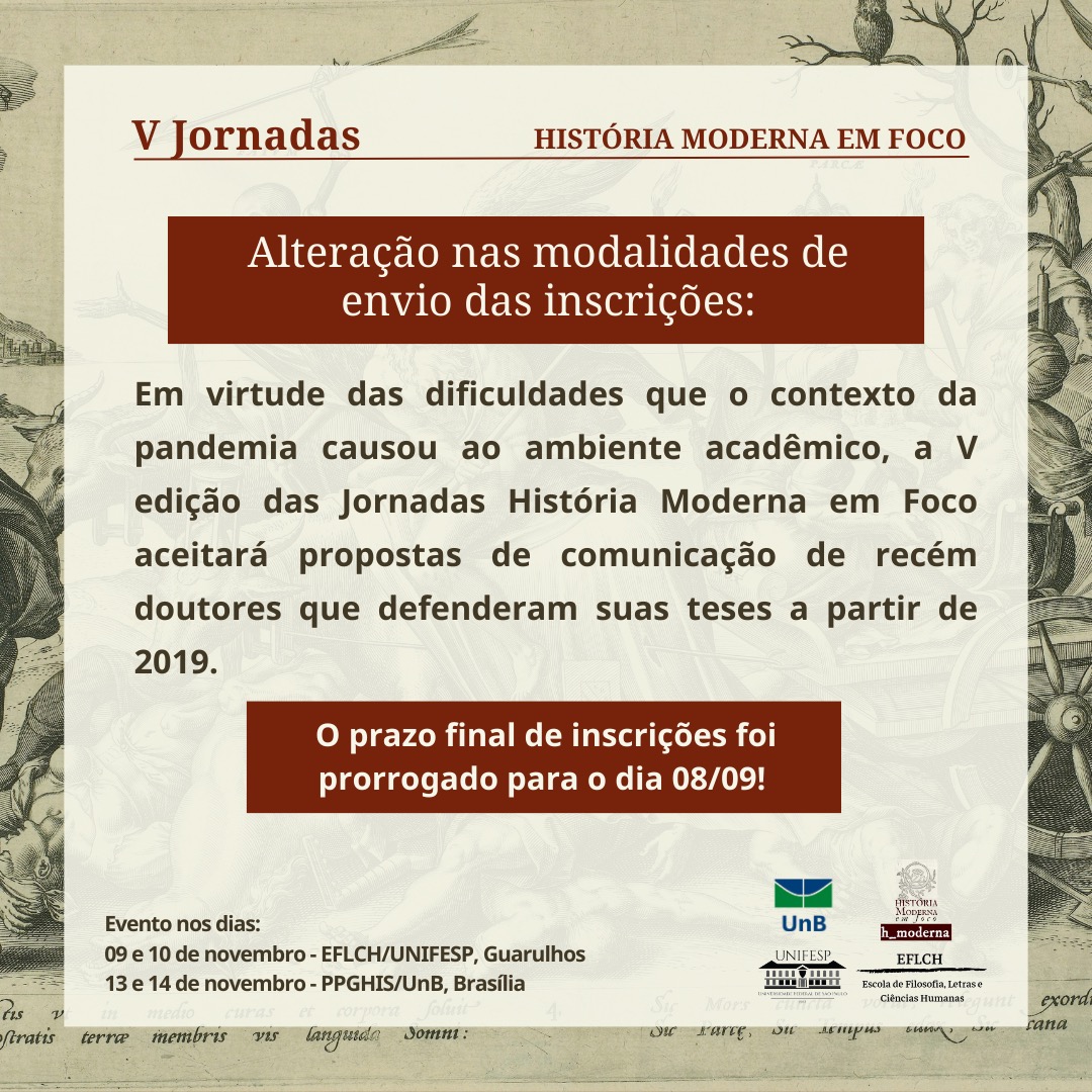 Programação da IV Jornada “História Moderna em Foco”: 50 Anos de “O Mundo  de Ponta-Cabeça” – História Moderna em Foco