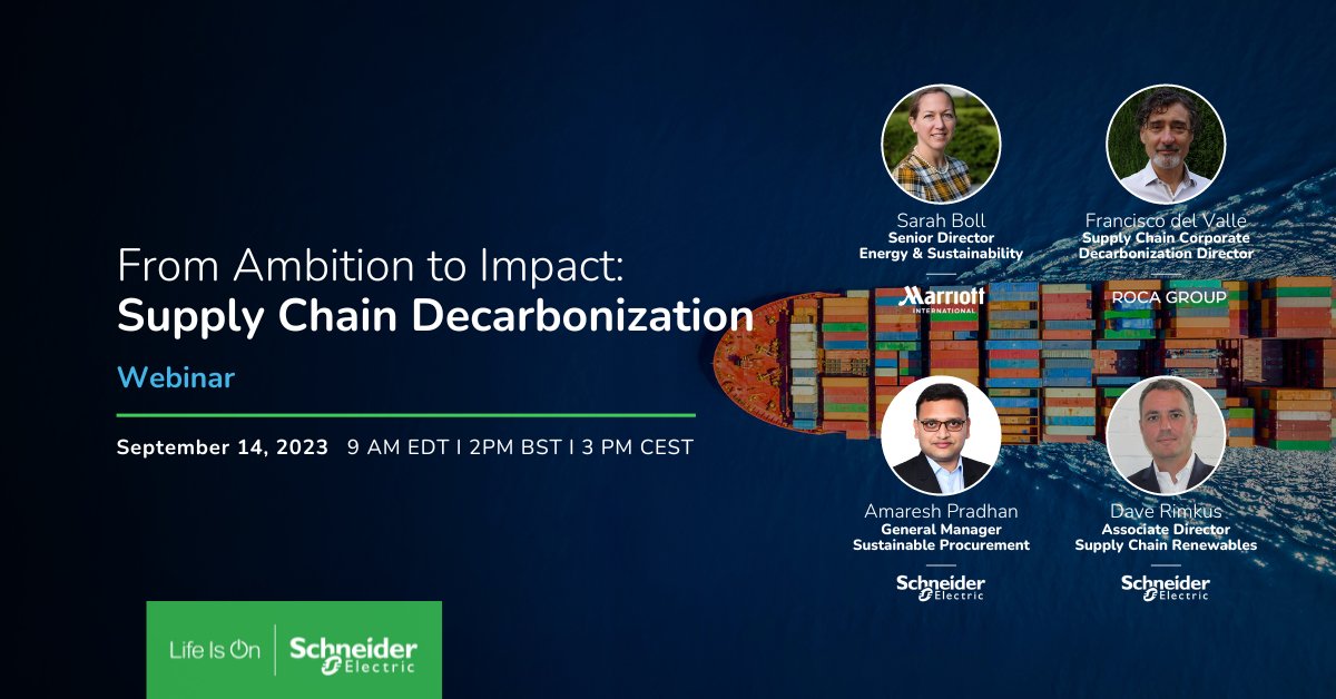 Join Francisco del Valle, Supply Chain Corporate Decarbonization Director with @[486657πRoca Groupπroca-group], Sarah Boll, Senior Director, Energy &amp; Sustainability with @[2311πMarriott (cont) spr.ly/l/6015Psq8h