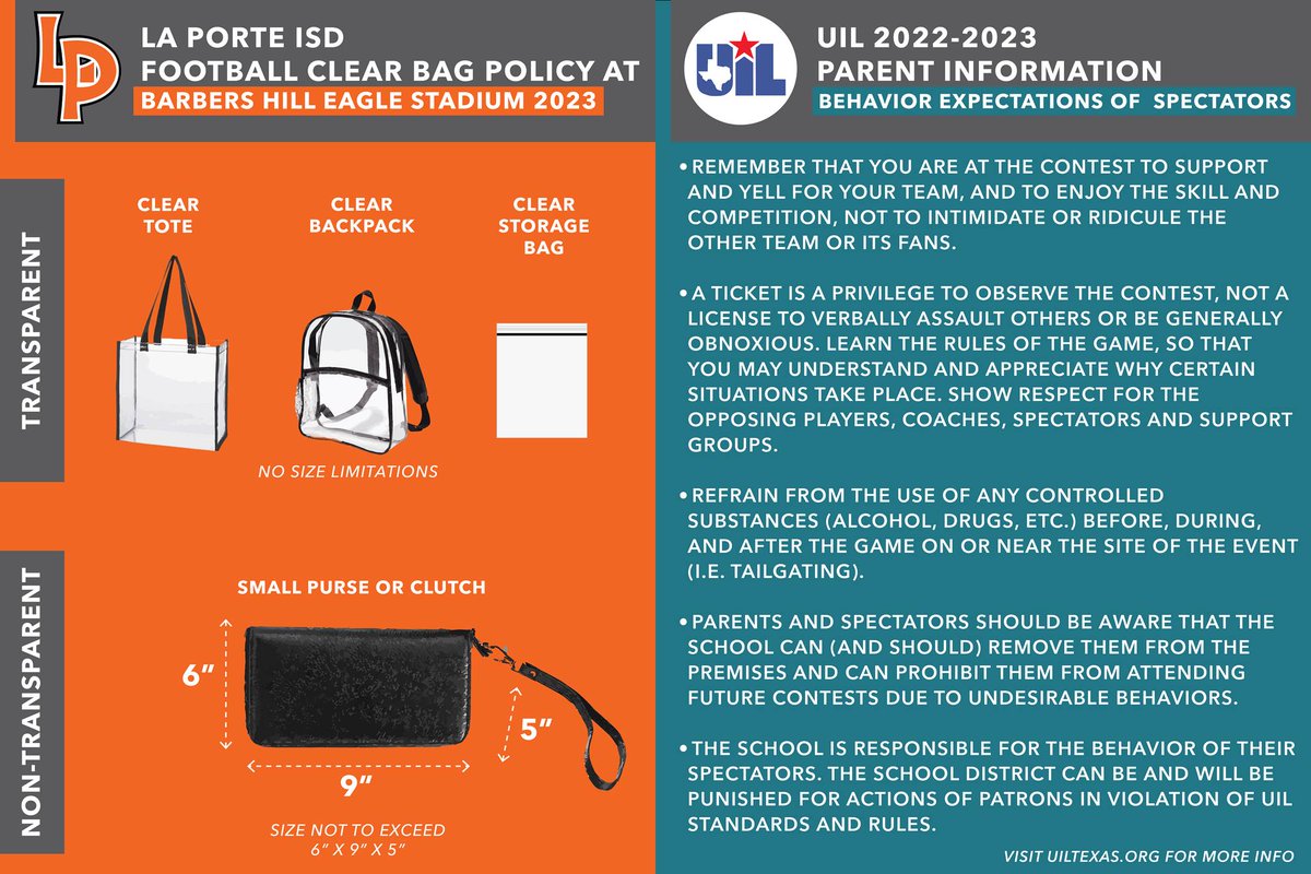 lpisd's tweet image. We appreciate you working with us to enhance the security at our varsity football games.