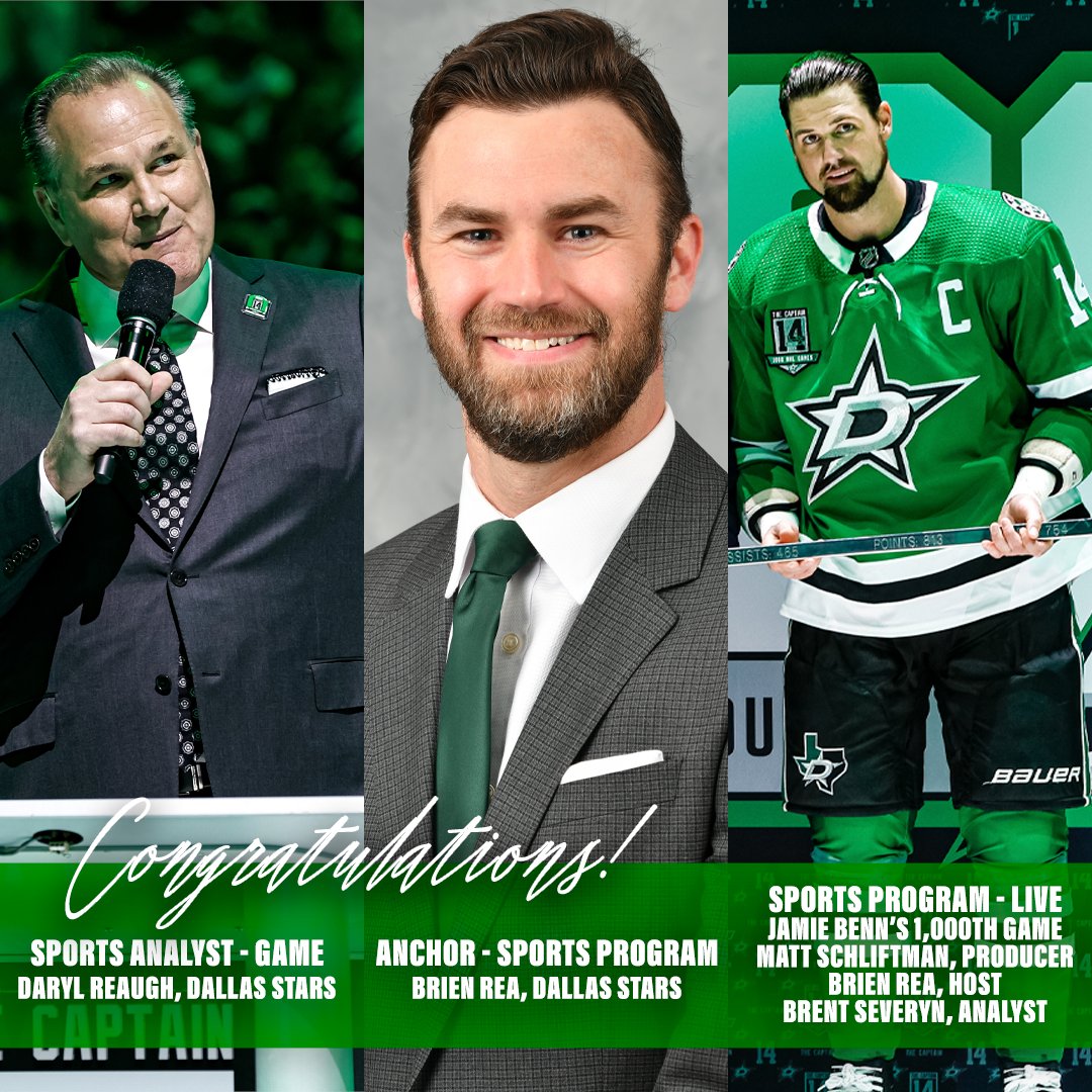 DallasStars's tweet photo. The best in Texas 🏆

Congratulations to our friends at @BallySportsSW for their @LoneStarEMMY wins! https://t.co/U0dqruXJJ5