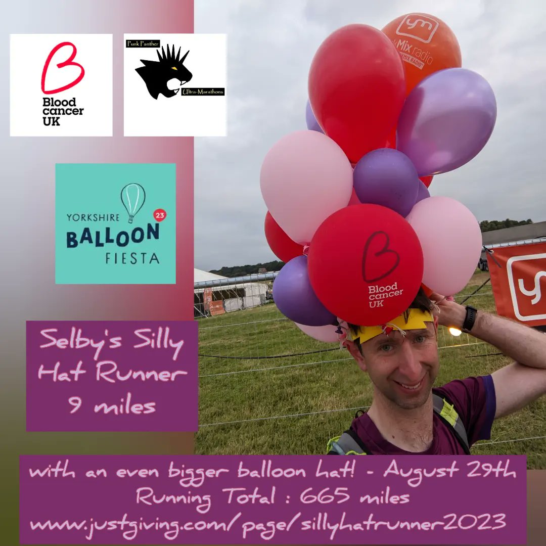 sillyhatrunner's tweet photo. My last run @YorksBalloon hosted by @theyorkmix .  
#running in #silly #hats for @bloodcancer_uk since May  to prepare for @PunkPantherUM #Nidderdale Way #Ultra on 21st Oct.
Here's my fundraising page: 
https://t.co/d5N84x2Hfe
#charity  #fundraising #donate @castle_howard https://t.co/ALtncMFET6