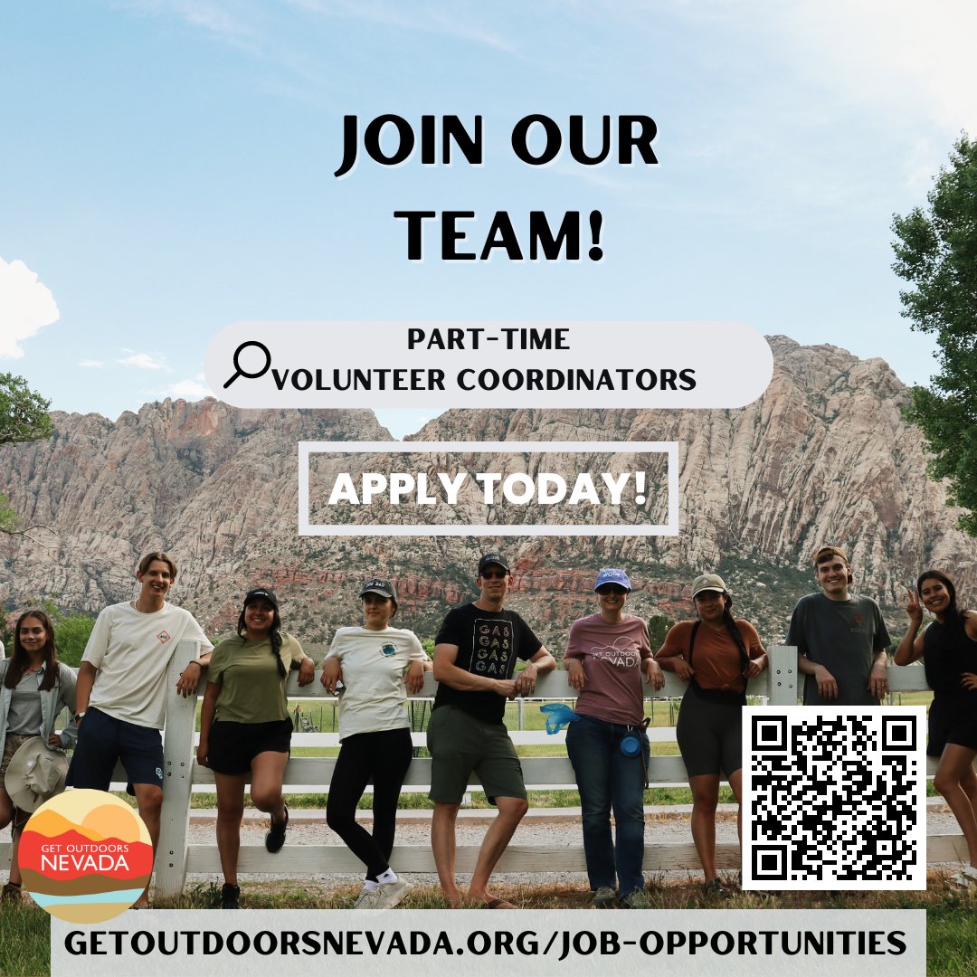 We're looking for passionate individuals to join our team as part-time Volunteer Coordinators! Embrace the opportunity to make a difference. Discover more at getoutdoorsnevada.org/job-opportunit…
#JoinOurTeam #MakeAnImpact #VolunteerCoordinator #LasVegasJobs