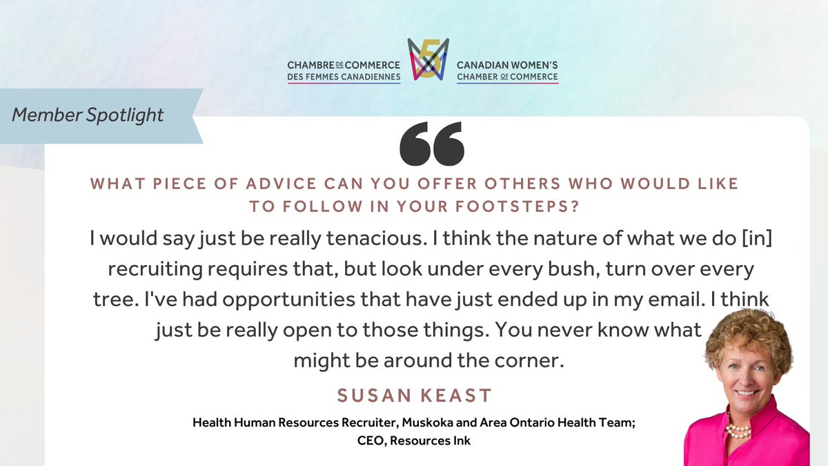 👋🏼 We're excited to introduce you to CanWCC member Susan Keast! Susan is a Health Human Resources Recruiter for the Muskoka & Area Ontario Health Team & the CEO of @InkResources, a recruiter for the community of Muskoka and Area. Read more about Susan: bit.ly/3qQsC5g
