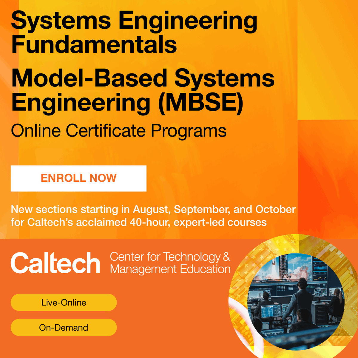 incose_org's tweet image. Boost your career with the hottest skills in systems engineering!
Enroll now in the two most popular Caltech certificate programs on the planet!
Take your engineering journey to the next level!
bit.ly/3svVOiE
#productdevelopment #systemengineering #careerboost