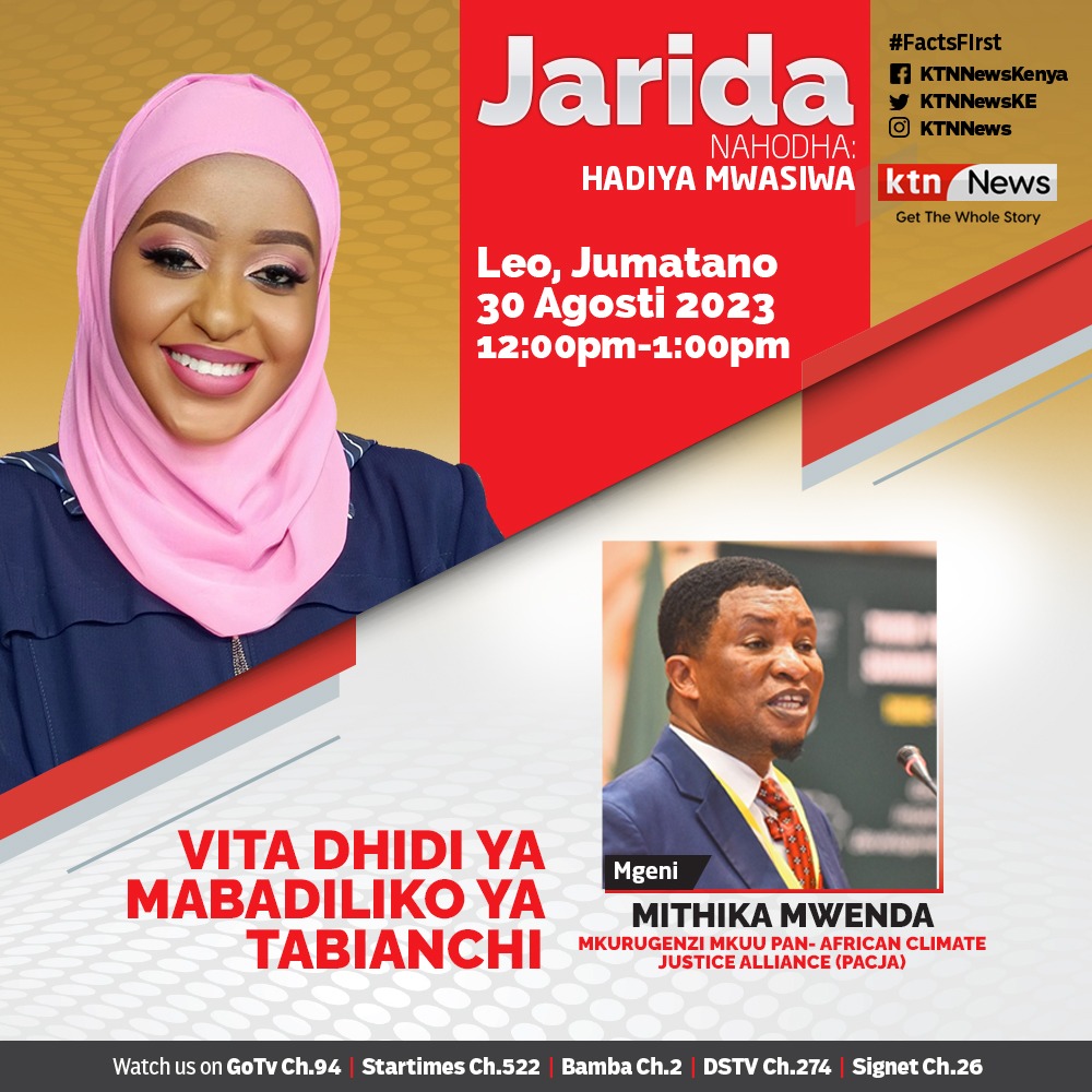 This Wednesday I will be hosted by <a href="/KTNNewsKE/">KTN News</a>  from 12:00pm to 2 pm to give remarks regarding the <a href="/AfClimateSummit/">Africa Climate Summit</a>  which is set to kick off next week.