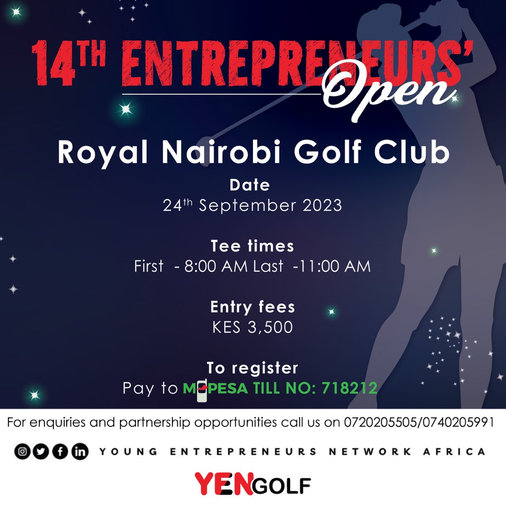 yen_golf's tweet photo. Let’s meet @RoyalNairobi
 on the 24th of September. 

Book your tee time via https://t.co/PVGECxvs1g 

#YENGolf #EntrepreneursOpen https://t.co/DOQAPkOFB3