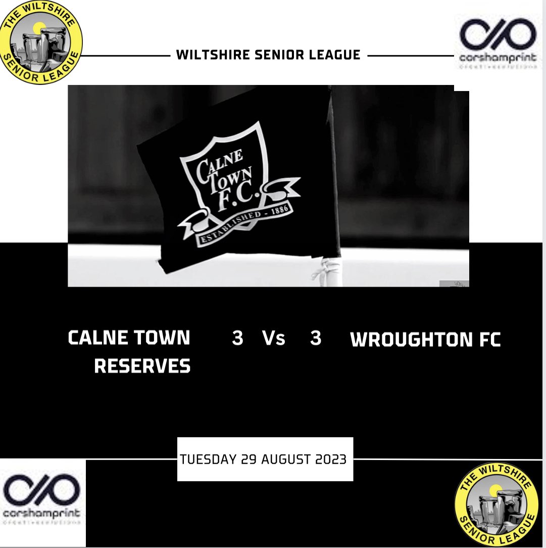 calne_town's tweet photo. FT: 3 v 3

We left it late, very late, but we pull 3 goals back in the final 20 minutes to claim a draw

Goals scored by:

⚽️ Fraser Blake
⚽️⚽️ Woody Smart

Thanks to @Wroughton_FC for the game, see you again at yours 🤝

#UpTheRessies #UpTheLilyWhites

⚫️⚪️ https://t.co/dELE5Ujptc