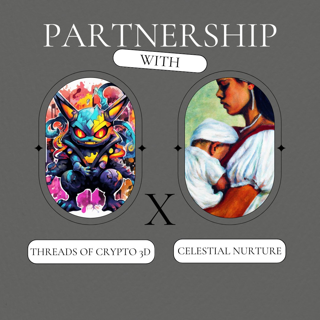 🎁 Giveaway 🎁

Prizes:
🏆 5 WL from Celestial Nurture Nfts
🏆 (5 WL for Threads Of Crypto 3D)

To Enter:
1️⃣ Follow @CelNurture and @ angelusbobrh
2️⃣ RT &amp; ❤️.
3️⃣ Tag 3 friends.

#NFT #DigitalArt #CryptoCollectibles #PolygonNFTs #NFTCommunity