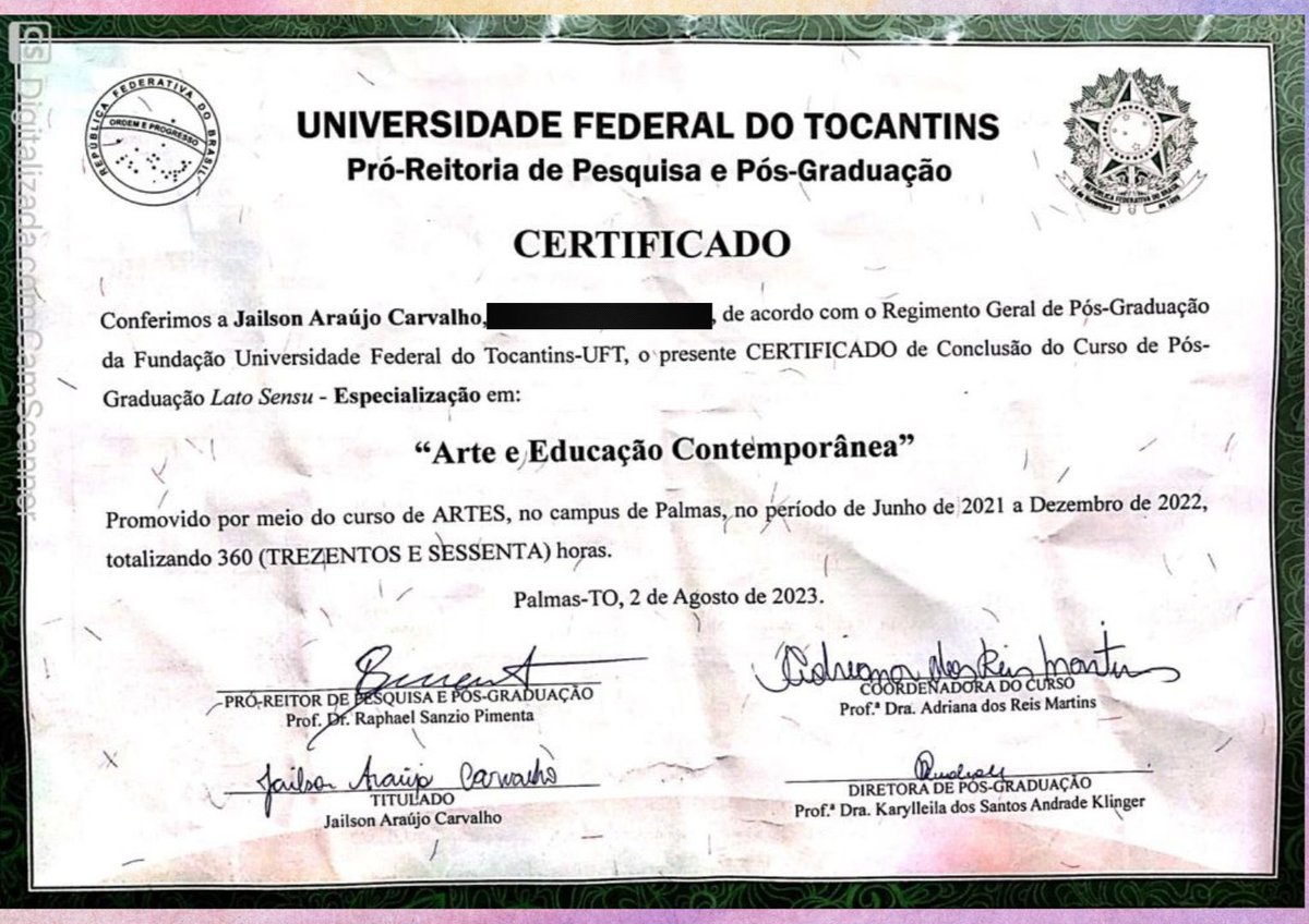 JailsonAC's tweet photo. Quatro certificados de especialização conseguidos em 2023:

Universidade Federal do Tocantins 
Universidade Federal do Piauí 
Instituto Federal de Brasília 
Universidade Federal de São Carlos https://t.co/ttuLZkIFm8