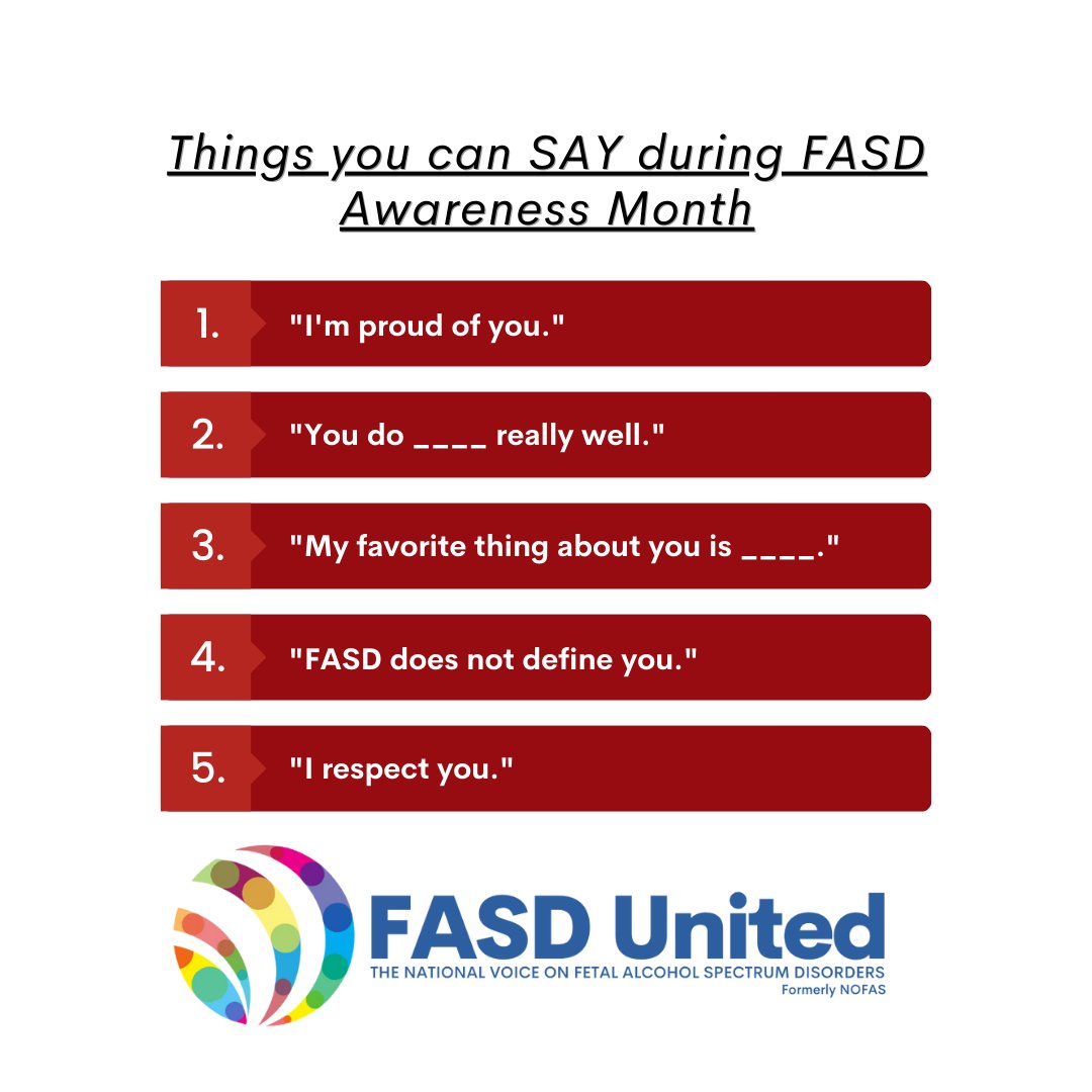 FASDUnited's tweet photo. The week four theme for #FASDAwareness Month is based on voice. It's important to say encouraging and helpful things to those with #FASDs and the overall community. Speak up & speak kindly! #SayFASD
https://t.co/hUMzBZ2ykP https://t.co/7pvvgCDEz0
