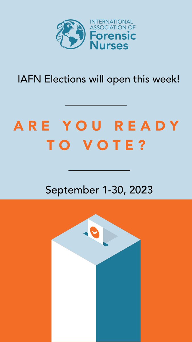 ForensicNurses's tweet photo. Are you ready to vote? 2023 Elections open this week! 

#IAFN #ForensicNurses #IAFNElection https://t.co/V058gLwRiz