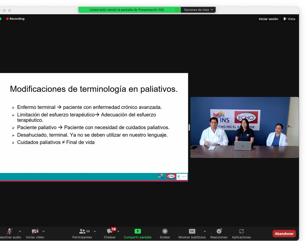 INS_ESV's tweet photo. #TeleECHO, trató sobre habilitación, rehabilitación e Integralidad en cuidados paliativos, en caso clínico, presentado, se realizaron tratamientos como: drenaje postural a tolerancia del paciente, ejercicios terapéuticos pasivos para miembros inferiores y drenaje linfático. https://t.co/YU3r2EyCAb