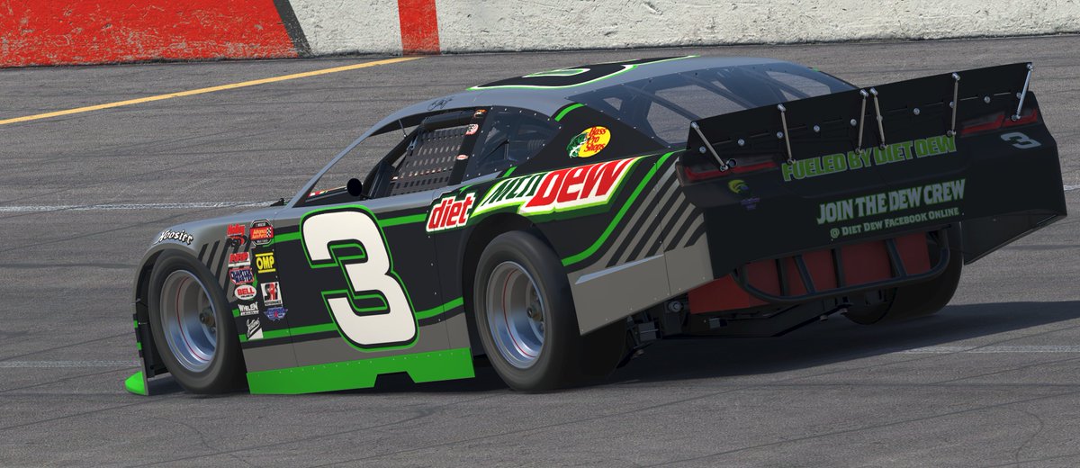 Finished this up last night. A fictional <a href="/DaleJr/">Dale Earnhardt Jr.</a>  Late Model Stock car for <a href="/iRacing/">iRacing</a> sponsored by Diet <a href="/MountainDew/">Mountain Dew®</a> You can grab it here on <a href="/tradingpaints/">Trading Paints</a> ------> tradingpaints.com/showroom/view/…