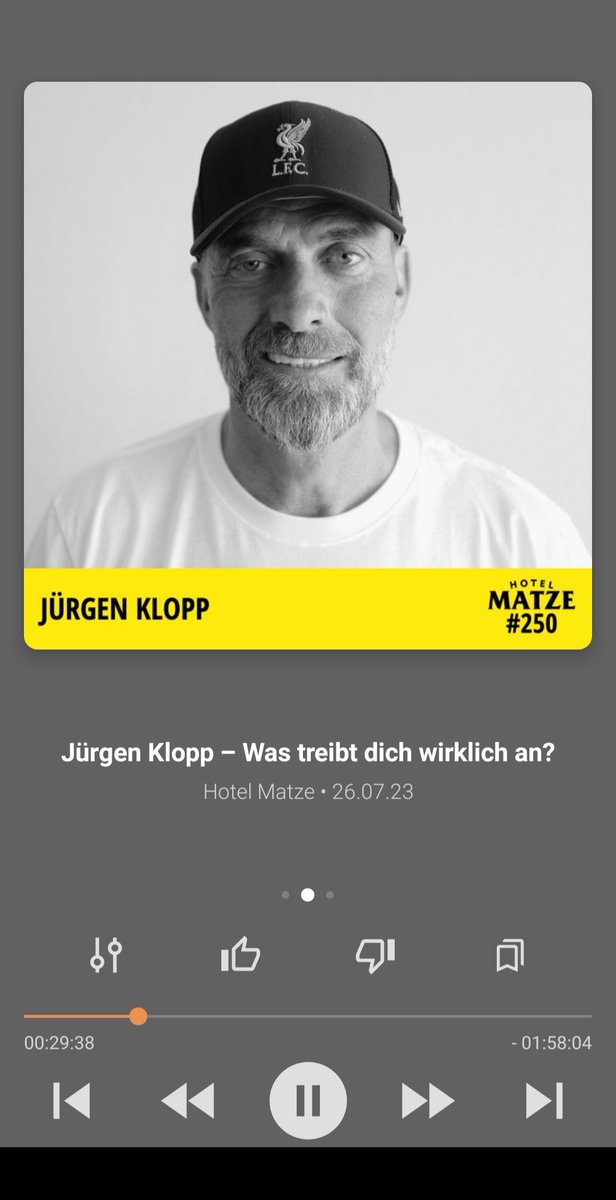 Podcast und Bett.
@hotelmatze1 mit Jürgen Klopp
Gute Nacht 😴