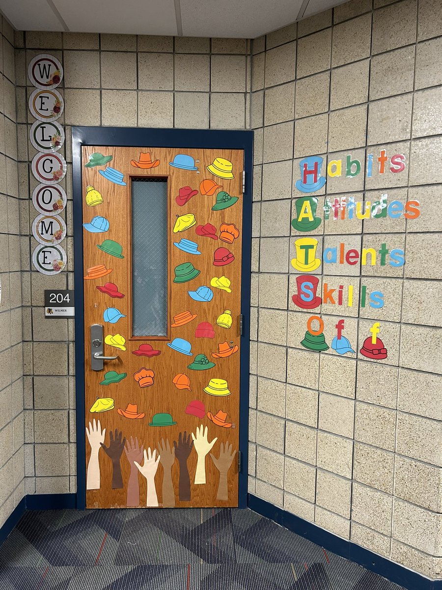 Busy day today but thankfully productive. If you remember me asking for advice for my classroom door. I finally finished it. Hats Off…is the theme so lots of hats were used.