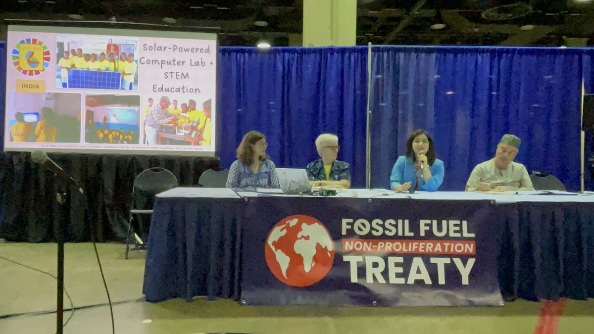 KehkashanBasu's tweet photo. #GreenHope in Chicago, USA!🇺🇸
Delighted to speak at the 2023 Parliament of the World's Religions event on "A Treaty to End Fossil Fuels" co-hosted by GreenFaith & the Fossil Fuel Non-Proliferation Treaty, sharing GHF's work on a #JustTransition to 💯#CleanEnergy!☀️💡
#2023PoWR https://t.co/ye23VEPLrY