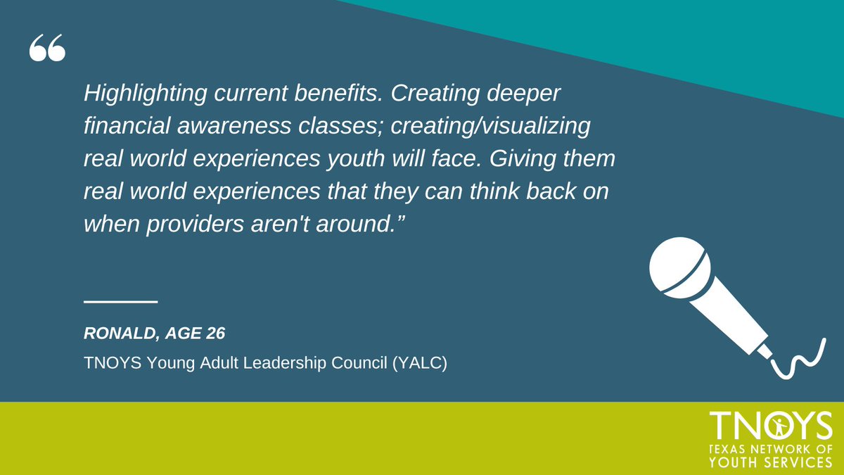 A6: Here is what Ronald, a panelist at TNOYS’ most recent Building Alliances with Youth training, has to say about helping youth develop life skills to support their transition into adulthood! #TNOYSTownHall #PositiveYouthDevelopment