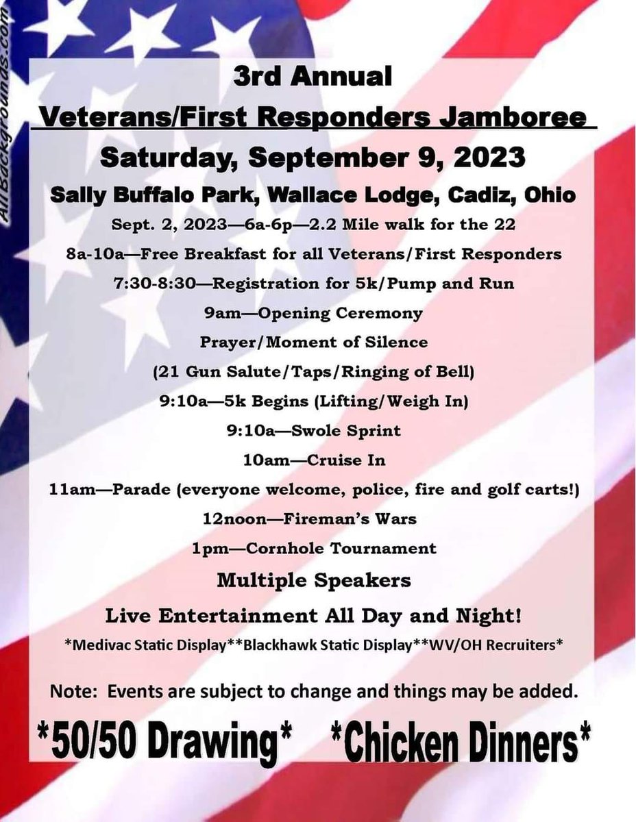 SAVE THE DATE: Harrison County is getting ready for the 3rd annual Veterans &amp; First Responders Jamboree on September 9th. 

<a href="/WTRF7News/">WTRF 7News</a> 

Schedule of events here --> wtrf.com/news/harrison-…