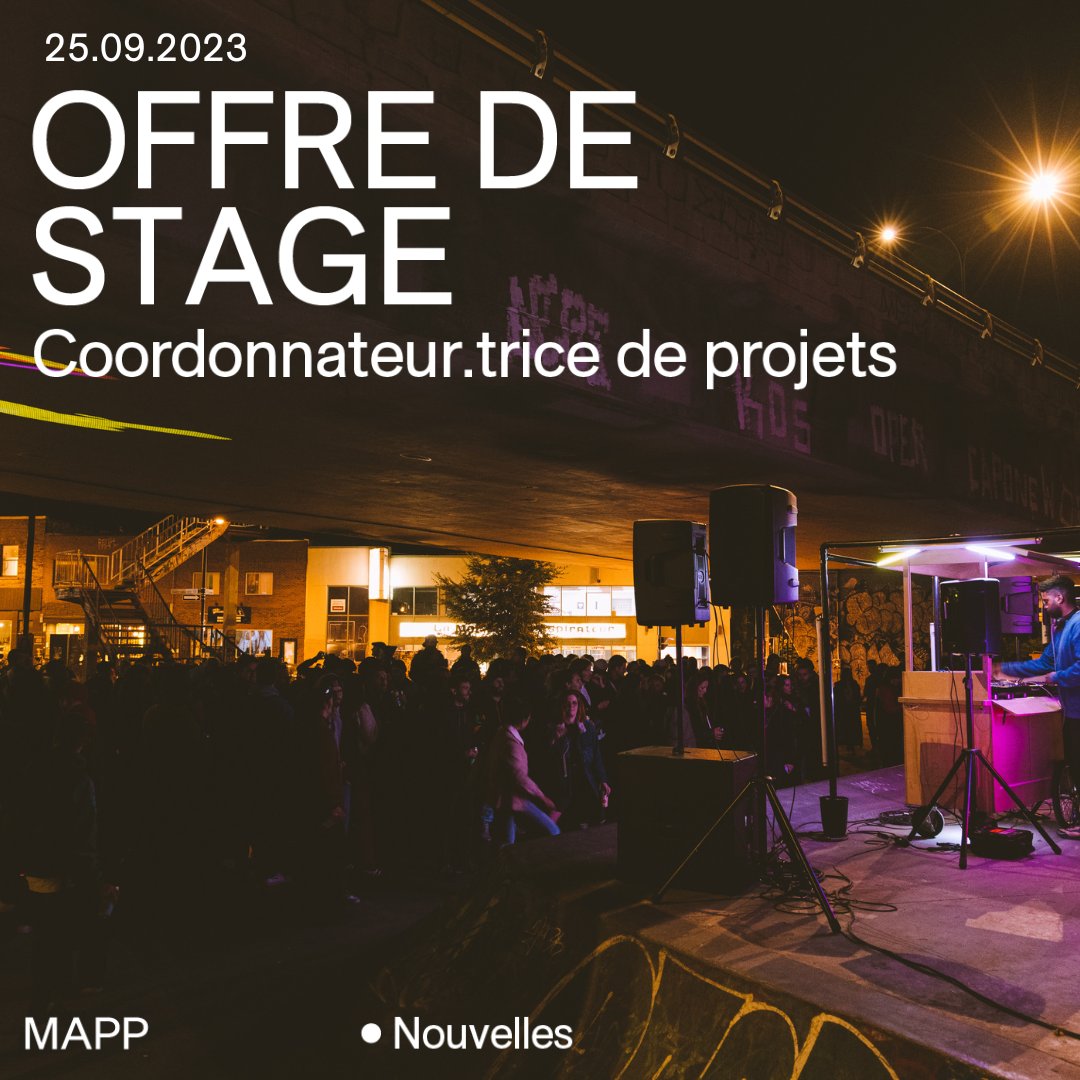mapp_mtl's tweet image. 📢 OFFRE DE STAGE - Coordonnateur.trice de projets

Un poste rémunéré grâce au programme #DémART du Conseil des arts de Montréal 
Toutes les informations en bio

🕓 La date limite pour soumettre votre candidature est le 25 septembre à 17h