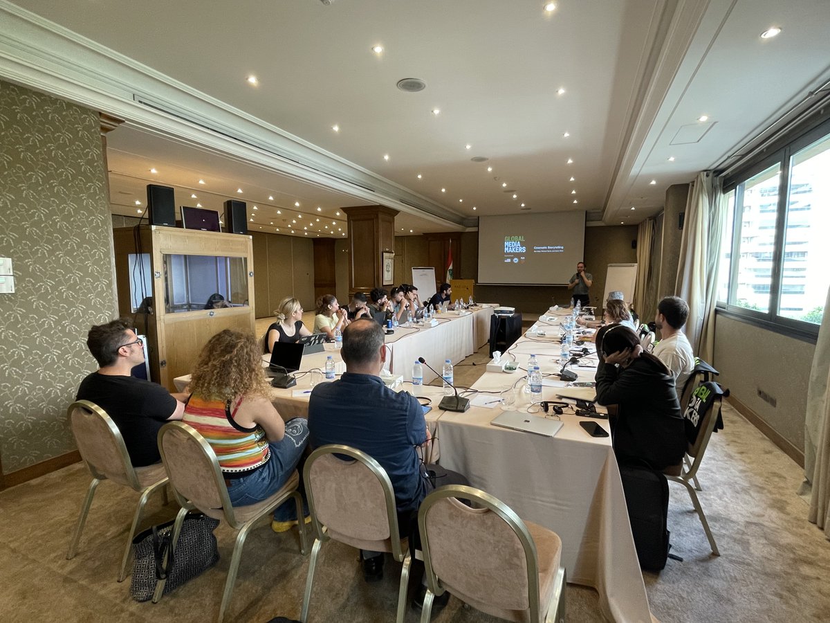 filmindependent's tweet photo. It’s been quite the week for #GlobalMM! Last week #GlobalMediaMakers hosted a special filmmaking ideation/pitching workshop for Iraqi and Lebanese filmmakers in Beirut. The workshop was led by US filmmakers Ron Najor & Richard Tanne and #Fellow's @AytenAmin & @sacinephile. Bravo! https://t.co/azbH51I9gU