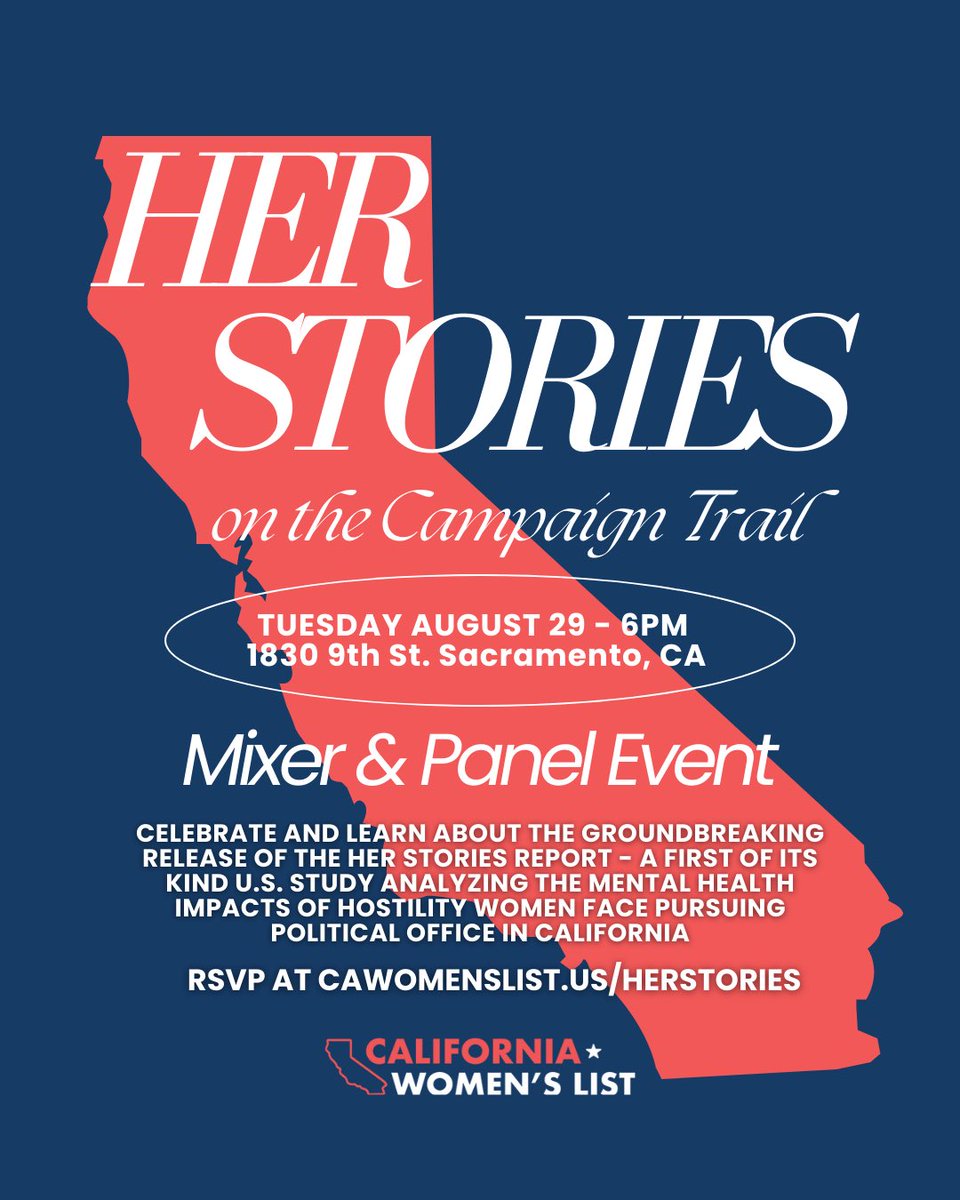 cawomenslist's tweet photo. TODAY at 6 pm at the California Democratic Party Office in Sacramento, we will be revealing our groundbreaking #HerStories report on the adversity women face running for office and impacts on mental health!

If you’re in Sacramento, be sure to swing by! https://t.co/hO0HfbL0wV