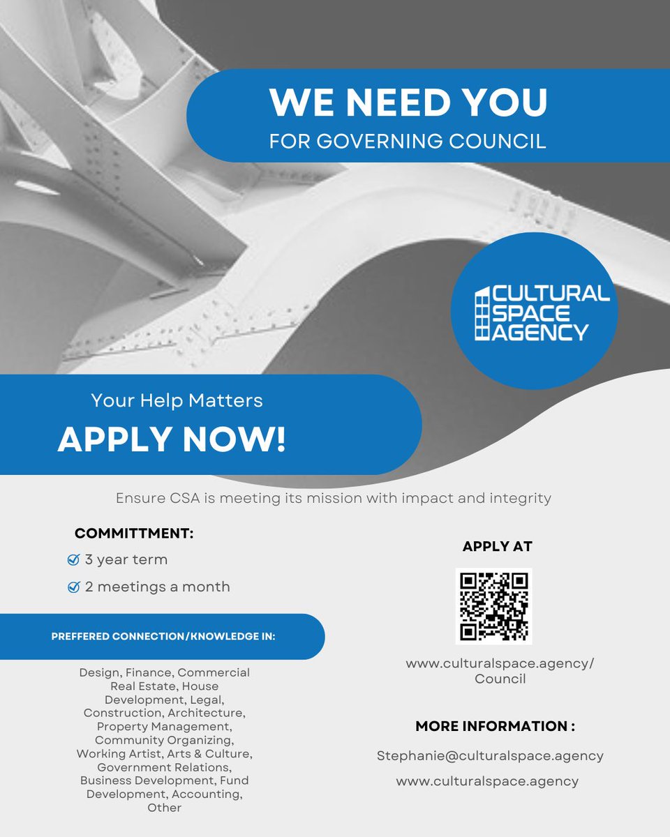Hey Cultural Space Twitter! 

Please take a look at this opportunity to join the Cultural Space Agency's Governing Council. 

We'd love to have you.