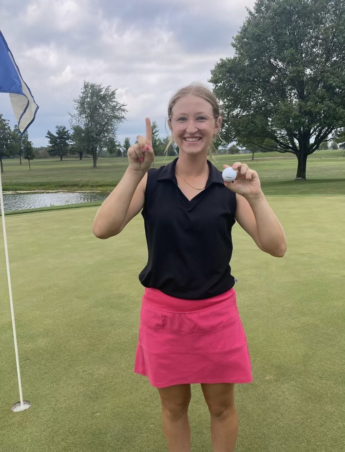 NWGirlsGolf's tweet photo. ACE ALERT!!!
Leah had a hole in one on #5 at McCormick today at practice!! Second pic shows where her ball landed

Let’s goooo!!! 🐾🐾 https://t.co/b6Sp1rVEaT