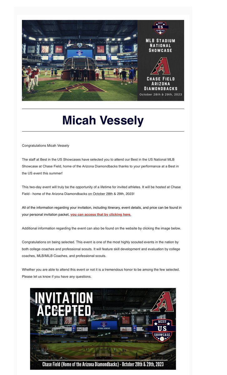 Micah Vessely (@micah_vess32) on Twitter photo Excited to announce that I’ll be attending <a href="/BUSShowcase/">Best in the US Showcases</a> at Chase Field based off of my performance at the Notre Dame showcase this past month! <a href="/stf3333/">Trey Fowler</a> <a href="/GWoodBaseball/">Greenwood Baseball</a> @bamsignature25 <a href="/coachbanwart/">Jake Banwart</a> Excited to announce that I’ll be attending <a href="/BUSShowcase/">Best in the US Showcases</a> at Chase Field based off of my performance at the Notre Dame showcase this past month! <a href="/stf3333/">Trey Fowler</a> <a href="/GWoodBaseball/">Greenwood Baseball</a> @bamsignature25 <a href="/coachbanwart/">Jake Banwart</a>