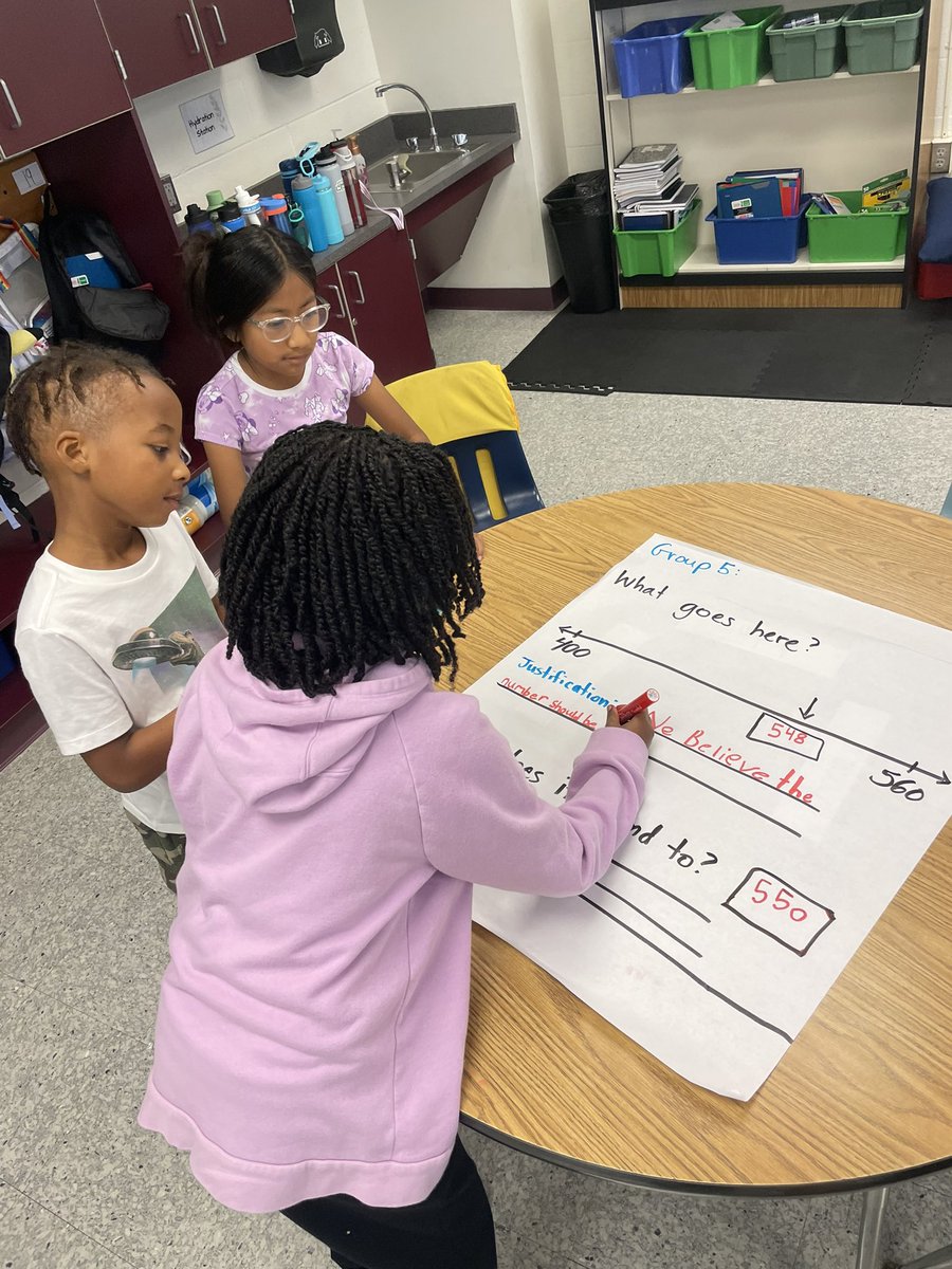 We love being communicators with other mathematicians in our class! Today we worked as a group to justify which number goes on the number line and then rounded to the nearest ten, hundred, or thousand! #3rdGradeRockets <a href="/RiversideFCPS/">RiversideES</a>