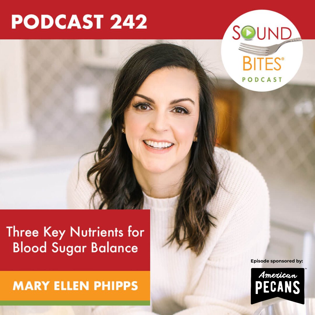 This #podcast episode with Mary Ellen Phipps is now available for 1.0 Free CEU for RDNs, NDTRs & CDCESs. 👉Tune in to learn about 3 key nutrients for blood sugar balance & tips to munch mindfully SoundBitesRD.com/242 #ad @americanpecan