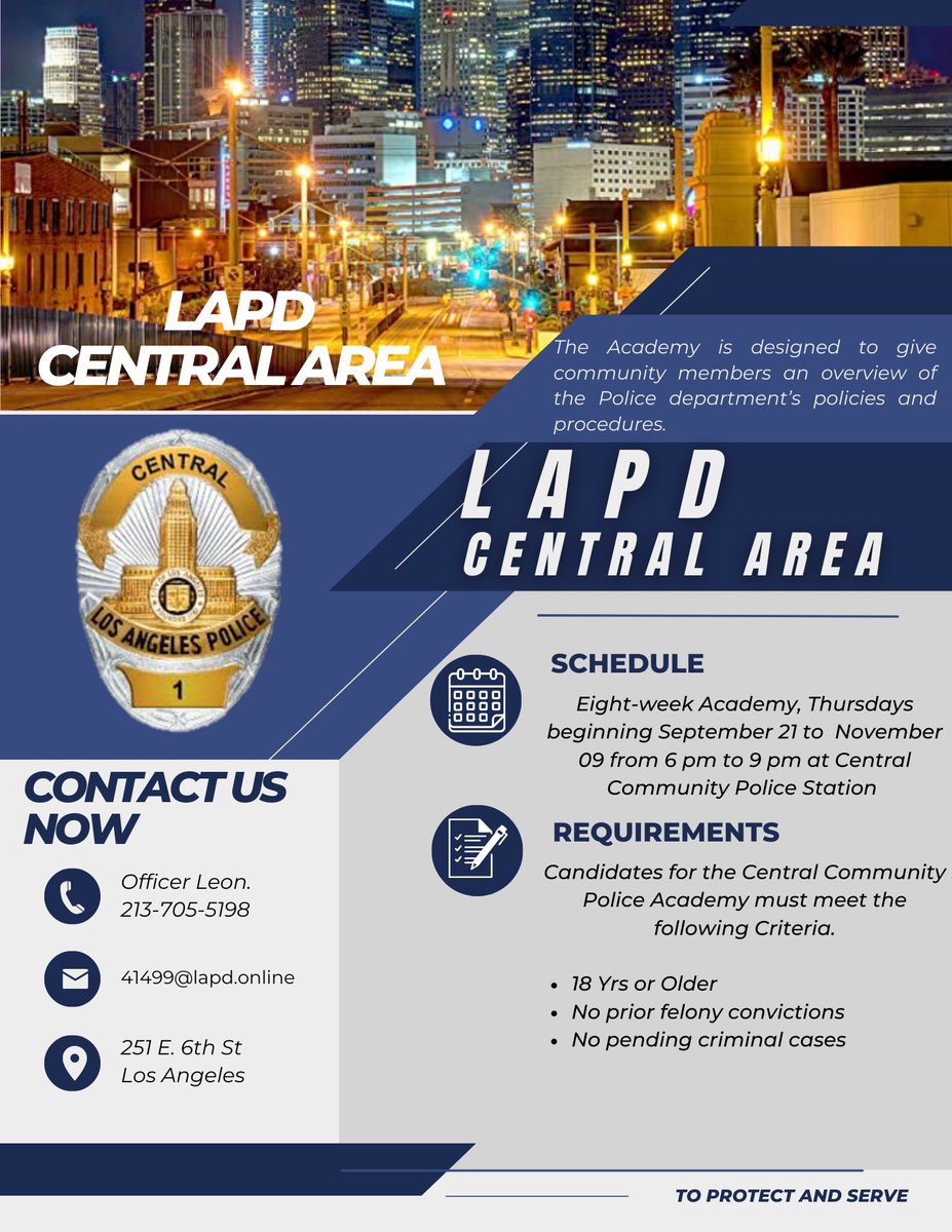 LAPD Central Division (@lapdcentral) on Twitter photo Now accepting applications. <a href="/lapdmikeoreb/">Michael A. Oreb</a> <a href="/LAPDCARRANZA/">Lillian L. Carranza🇺🇸</a> <a href="/LAPDCaptMorales/">LAPD CMDR E. MORALES</a> Now accepting applications. <a href="/lapdmikeoreb/">Michael A. Oreb</a> <a href="/LAPDCARRANZA/">Lillian L. Carranza🇺🇸</a> <a href="/LAPDCaptMorales/">LAPD CMDR E. MORALES</a>
