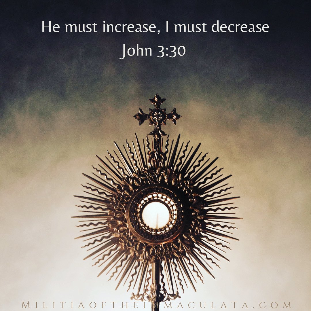 He must increase, I must decrease 
John 3:30 #militiaoftheimmaculata #stjohnthebaptist