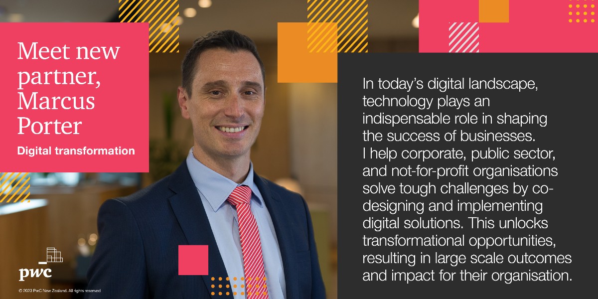 Marcus Porter supports businesses to digitally transform, guiding executive teams and boards through strategy, implementation, governance, and risk response to deliver innovative technology solutions. Find out more here - brnw.ch/21wC6gr #PwCNZ #TheNewEquation