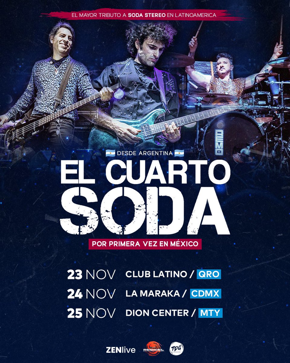 tdgrecordsmex's tweet photo. El Cuarto Soda 𝐩𝐨𝐫 𝐩𝐫𝐢𝐦𝐞𝐫𝐚 𝐯𝐞𝐳 𝐥𝐥𝐞𝐠𝐚 𝐚 𝐌é𝐱𝐢𝐜𝐨 con el Tributo a 𝐒𝐨𝐝𝐚 𝐒𝐭𝐞𝐫𝐞𝐨.

· (QRO): https://t.co/eGfYcPi0E1
· (CDMX): https://t.co/MJl8yBAshB
· (MTY): https://t.co/WqGgv7qfzh

#ElCuartoSoda #concierto #tdgrecords #monterrey #CDMX #queretarock https://t.co/kXlkQCGMTY