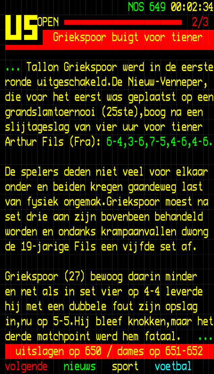 <a href="/NOS_Fouten/">NOS Teletekst Fouten</a> <a href="/NOScommunicatie/">NOS Communicatie</a> De laatste set was niet 4-6 maar 5-7. Wat worden er toch enorm veel fouten gemaakt vandaag zeg!