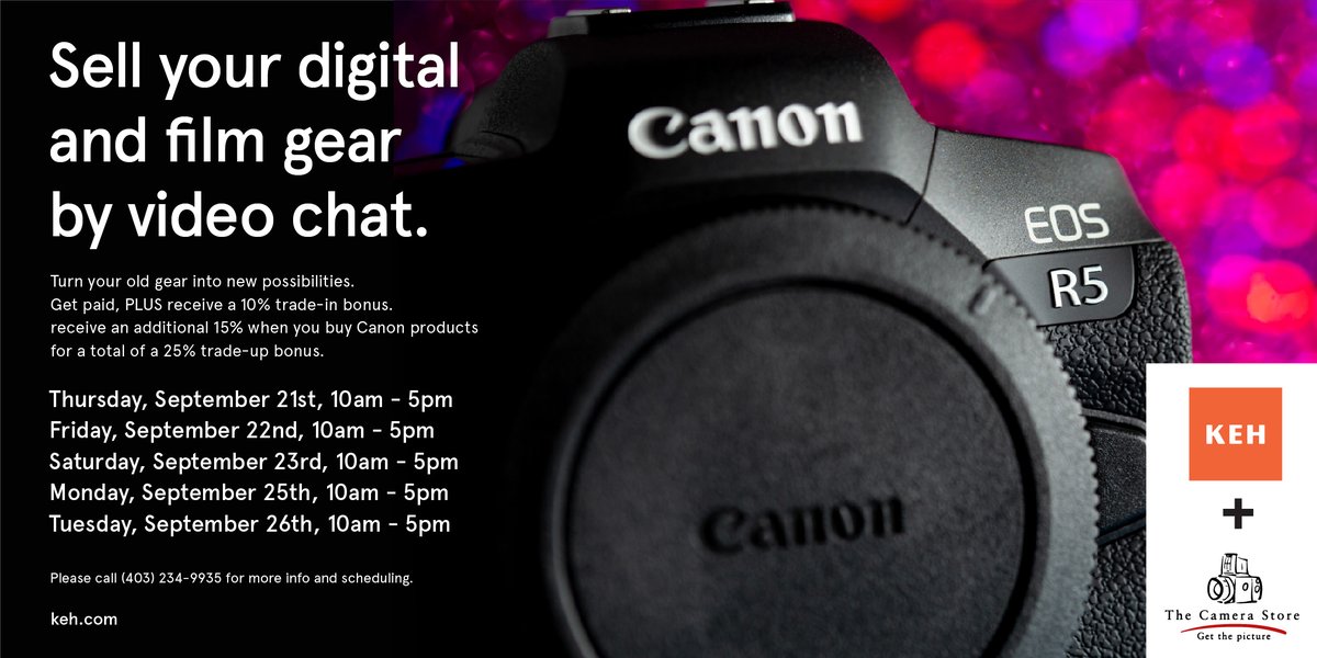 Guess who's back to buy your unused camera gear, so you can treat yourself to new @CanonCanada gear with a 25% Canon Bonus? @KEHcamera! Only this time, KEH is going virtual, so you can sell your gear from the comfort of home! More info & to book! → thecamerastore.com/blogs/blog/sep…