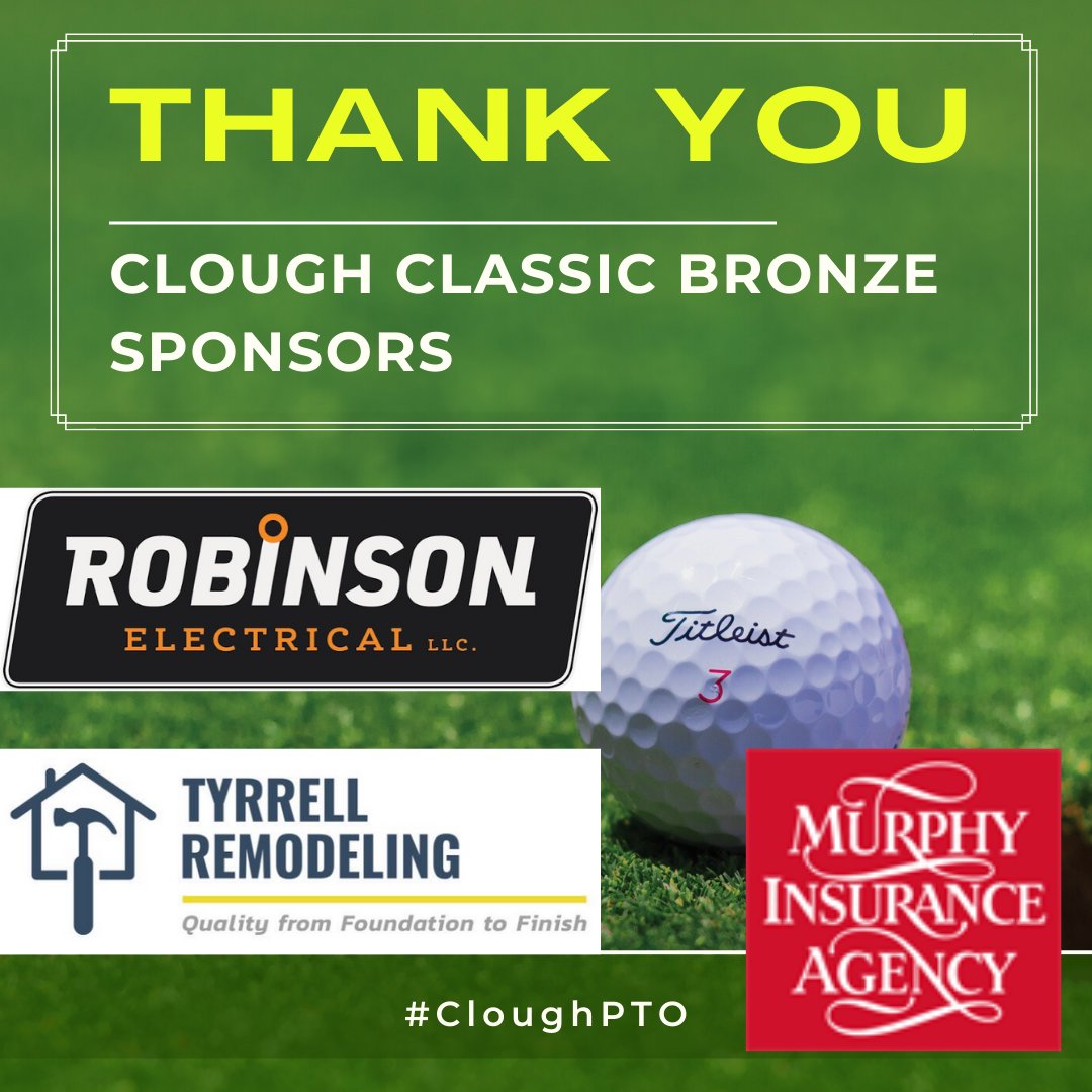 CloughPTO's tweet image. Thank you so much to our Clough Classic Bronze Sponsors!!!

Your support means the world to families, students, and staff at Clough Elementary...allowing us to bring many amazing events in for the kids.  Thank you!!! #cloughpto