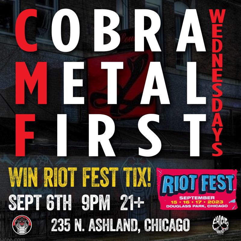 Join us at Cobra Lounge on Wednesday, September 6th for our monthly metal request night - you might WIN Riot Fest TIX too
facebook.com/events/2005562…
#cmf #gotoshows #summer2023 #chicago #september #chicagometalfactory #thecmf #metalnight #riotfest #wintix