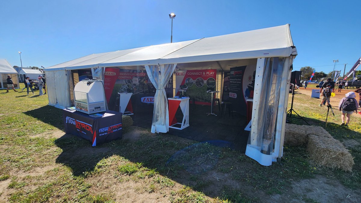 AragSeletron's tweet photo. It's a beautiful day here @ the 2023 Dowerin Machinery Field Days. Make sure you stop in and check out our New Advanced Flow Rate PWM Nozzle System, Boom Recirculation and ISOBUS Product range.  Located at site 336. https://t.co/SLXQVy5Cn8