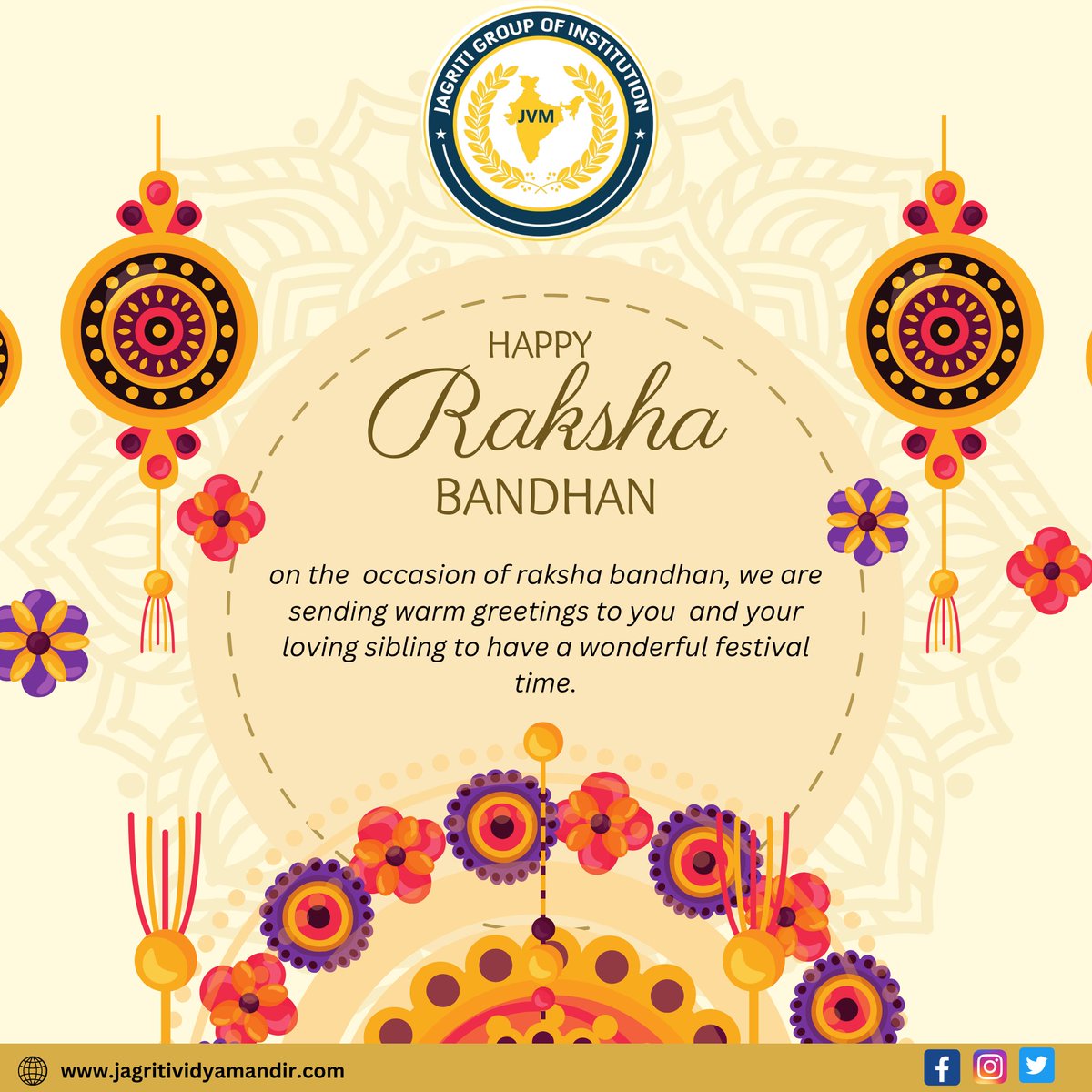 jagritigroup's tweet photo. Celebrating the beautiful connection we share. Happy Rakhi 2023! 

#RakshaBandhan #rakhi #rakhshabandhanspecial #jvm #jagritigroupofinstitution #viprakalyanboard https://t.co/tsZgtcweqy