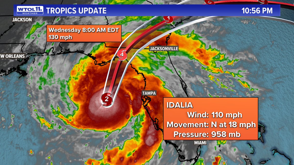 BREAKING: #Idalia expected to be a CATEGORY 4 #Hurricane at landfall Wednesday morning.