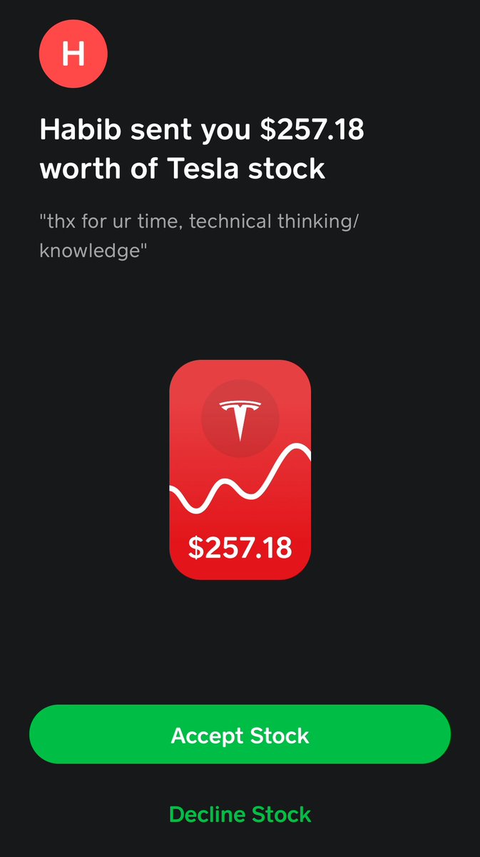 wholemars's tweet photo. Sweet! Someone sent me a free $TSLA share using the cash app link on my X profile. 

Thanks 😂❤️ https://t.co/Agde4RWsIw