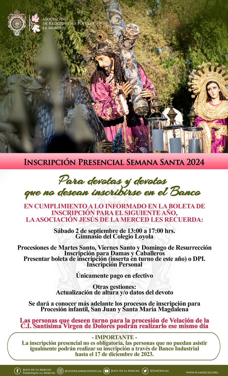 #InformacionImportante 

Semana Santa 2024

Leer detenidamente.

A.M.D.G

#SomosLaMerced