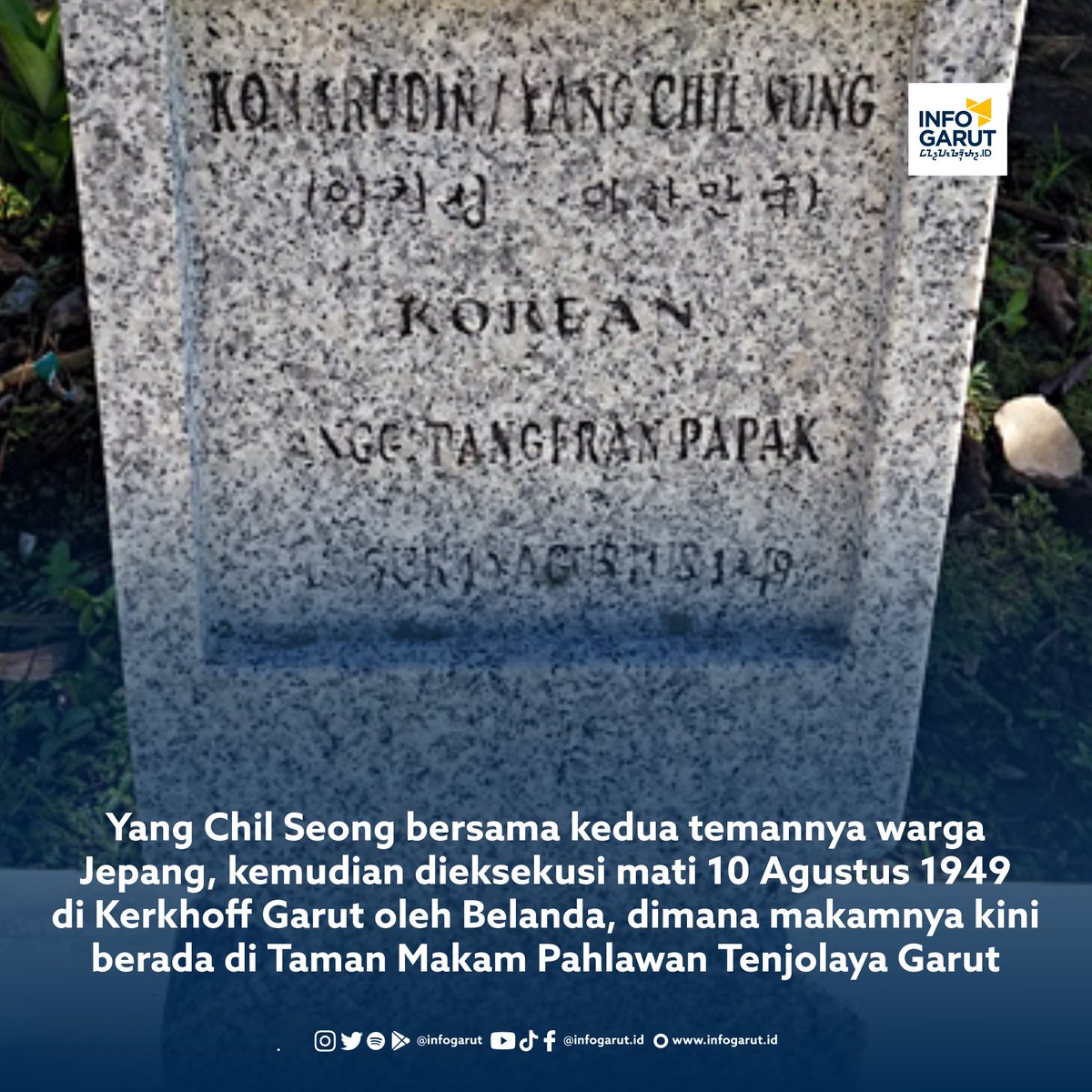 infogarut's tweet photo. Kisah perjuangan Korea, Yang Chil Seong yang akan diperankan oleh aktor Korea Selatan,  Kim Bum dalam film berjudul "Tanah Air Kedua" memiliki akhir kisah yang tragis di Tahun 1949.***

https://t.co/vZeuoG4rcu

#garut #infogarut #yangchilseong #kimbun #MaudyAyunda #korea https://t.co/qcgToRFzXl