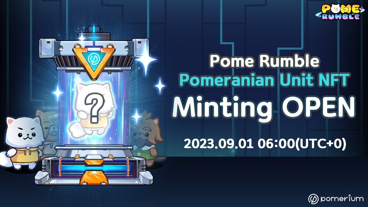 Pomerium_space's tweet photo. 📢Get ready for the "Pome Rumble Pomeranian Unit NFT Minting" – it's kicking off soon!💥

📅Date: 2023.09.01 06:00 (UTC+0)
💸Price: 0.069 $BNB
✨Quantity: 3,000 NFTs

You can mint up to 2 NFTs per wallet. Enjoy!😎

🔗https://t.co/Jns0NZFGAA

#NFT #P2E #PMR #PMG #PomeRumble #BNB @BNBCHAIN #Minting